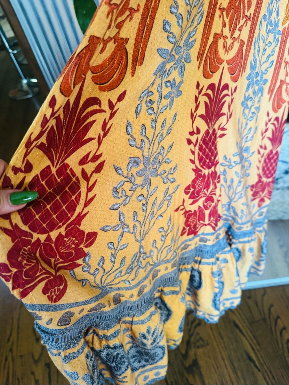 Farm rio sz m Boho Floral Print Midi Dress in Mustard gold details - Picture 5 of 13
